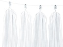 Partydeco Girlande Quasten 1.5 m, 12 Pompons, Weiss