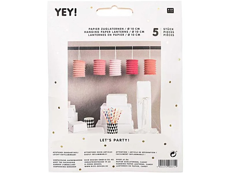 Rico Design Lampion-Set 10 x 13 cm, Rot