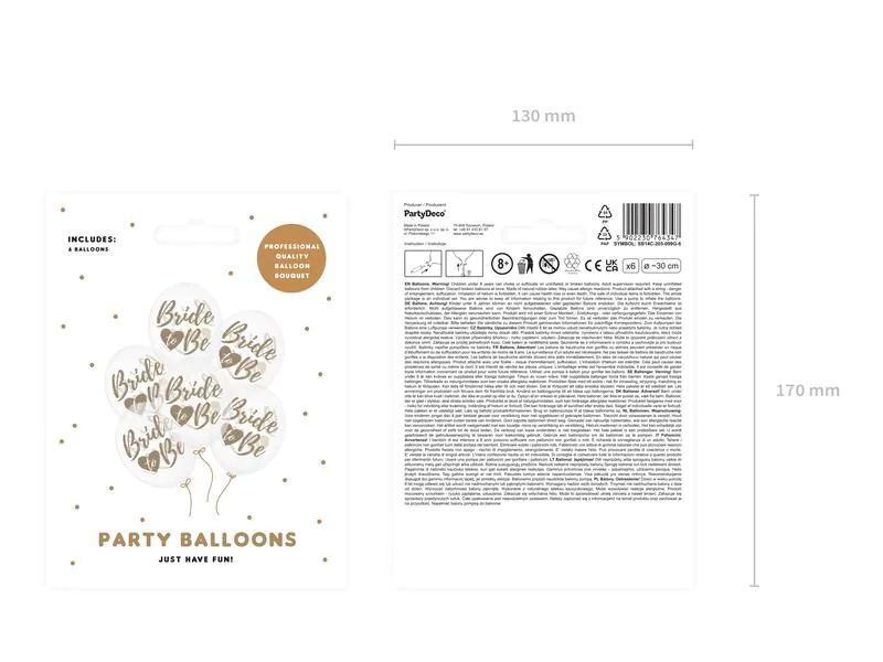 Partydeco Luftballon Bride to be Gold Ø 30 cm, 6 Stück