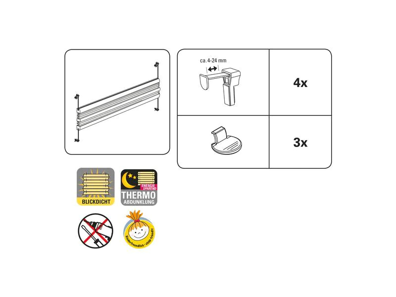 Gardinia Plissée Easyfix, Day &amp; Night 80 x 130 cm, Weiss