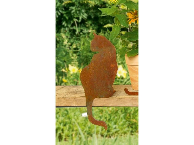 Ambiance Dekofigur Katze auf Platte, von hinten