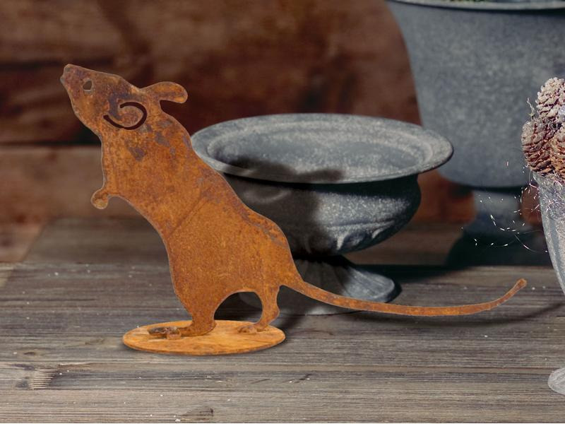 Ambiance Dekofigur Maus auf Platte, stehend