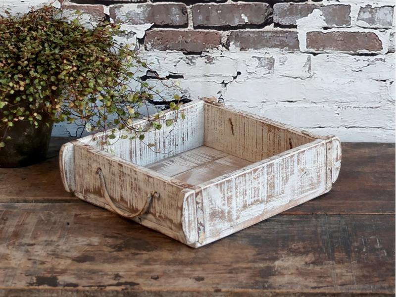 Chic Antique Aufbewahrung alte Backsteinform unika 7.5 x 22.5 cm, Weiss