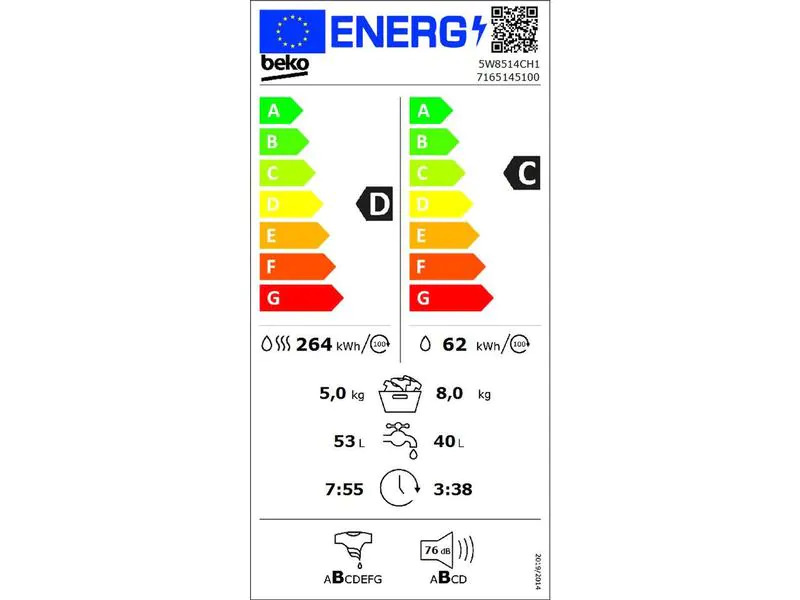 Beko Waschtrockner 5W8514CH1 Links