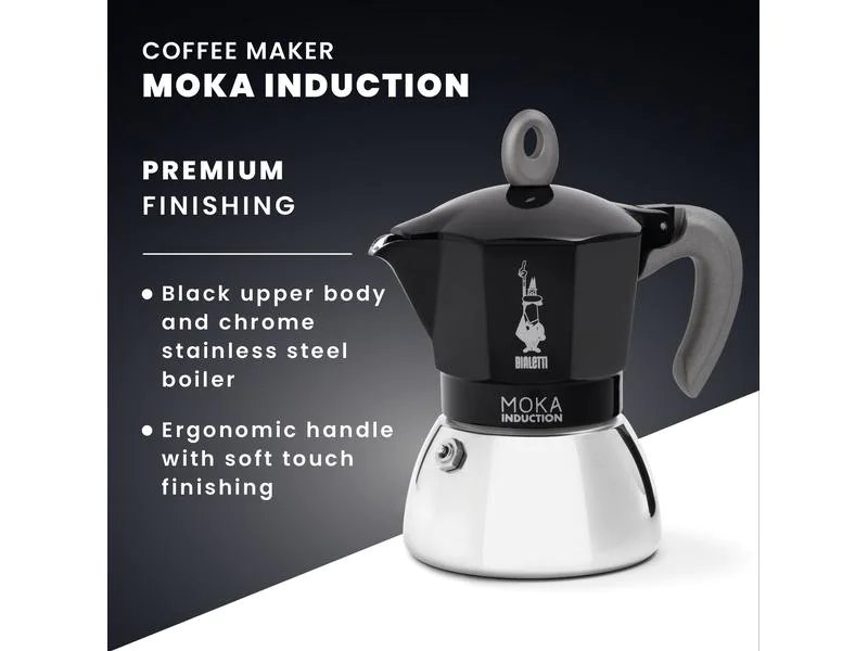 Bialetti Espressokanne New Moka Induktion 4 Tassen, Schwarz