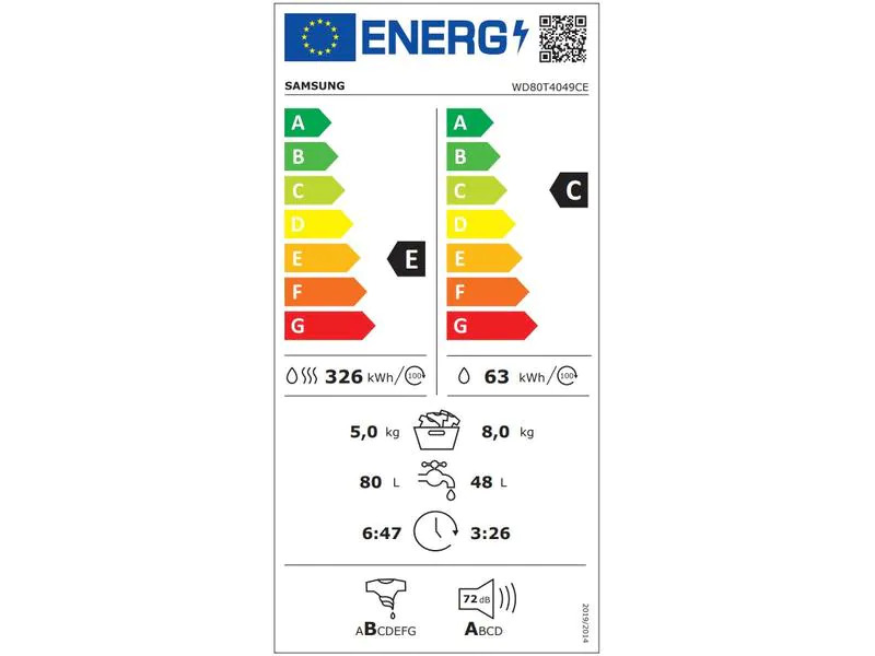Samsung Waschtrockner WD80T4049CE/WS 5 kg / 8 kg