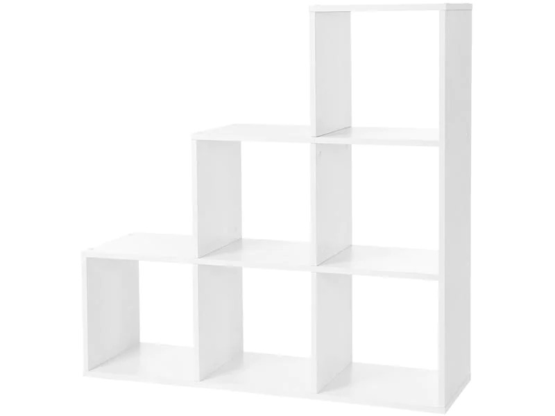 VASAGLE Regal mit 6 Fächer aus Spanplatte, Weiss