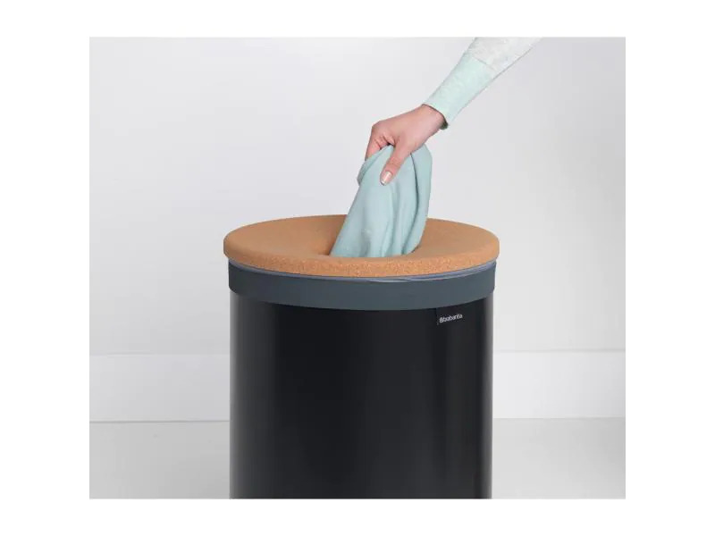 Brabantia Wäschesammler mit Korkdeckel, 60 Liter, Schwarz