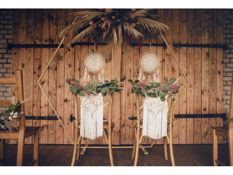 Partydeco Makramee Dekoration 30 x 49 cm, Weiss