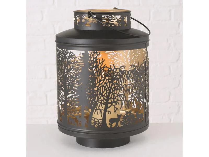 Boltze Weihnachtswindlicht Premesa 30 cm, Gold/Schwarz