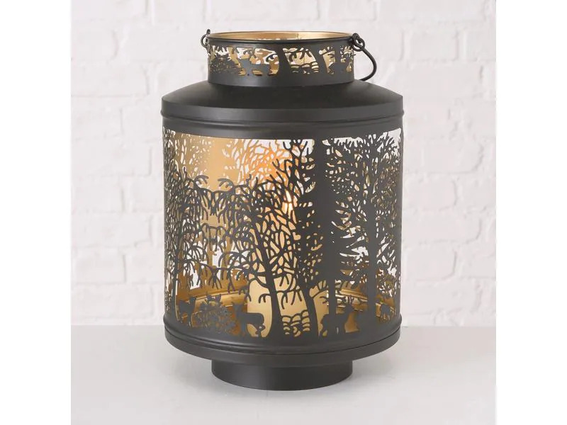 Boltze Weihnachtswindlicht Premesa 30 cm, Gold/Schwarz