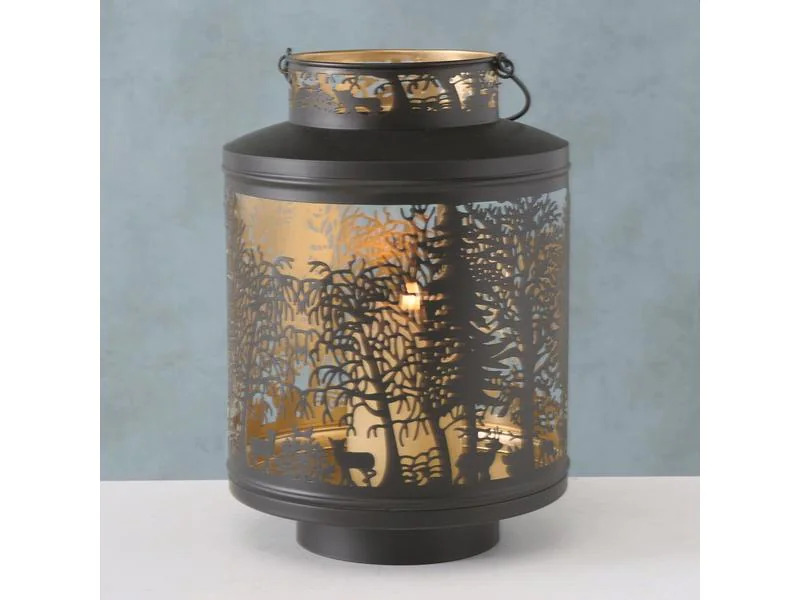 Boltze Weihnachtswindlicht Premesa 30 cm, Gold/Schwarz