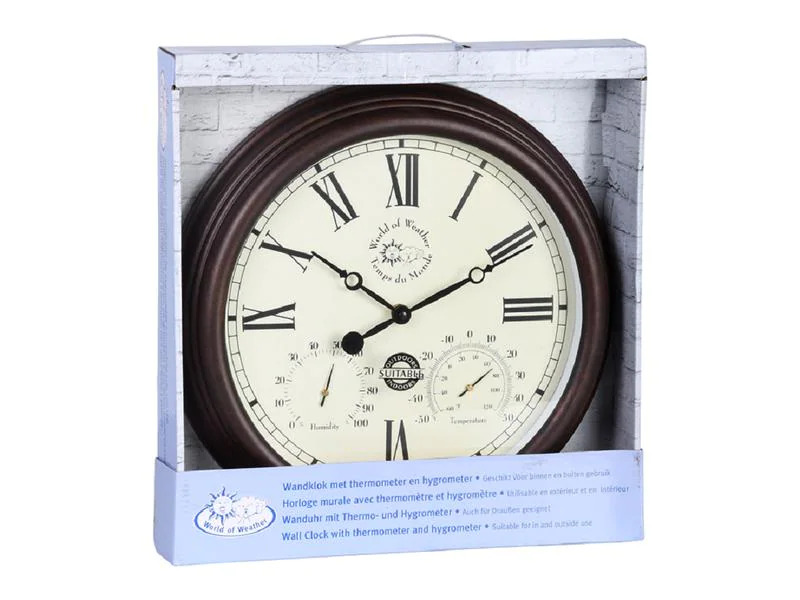 Esschert Design Gartenuhr Braun, Ø 38.3 cm