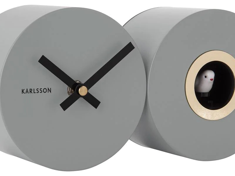 KARLSSON Wanduhr Kuckuck Grau Matt