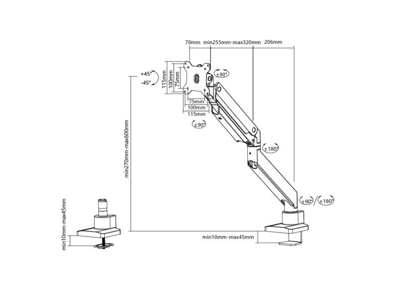 NewStar TV-/Display-Standfuss NM-D775SILVER Silber