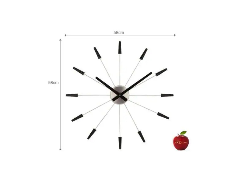 NeXtime Wanduhr Plug Inn Ø 58 cm Schwarz