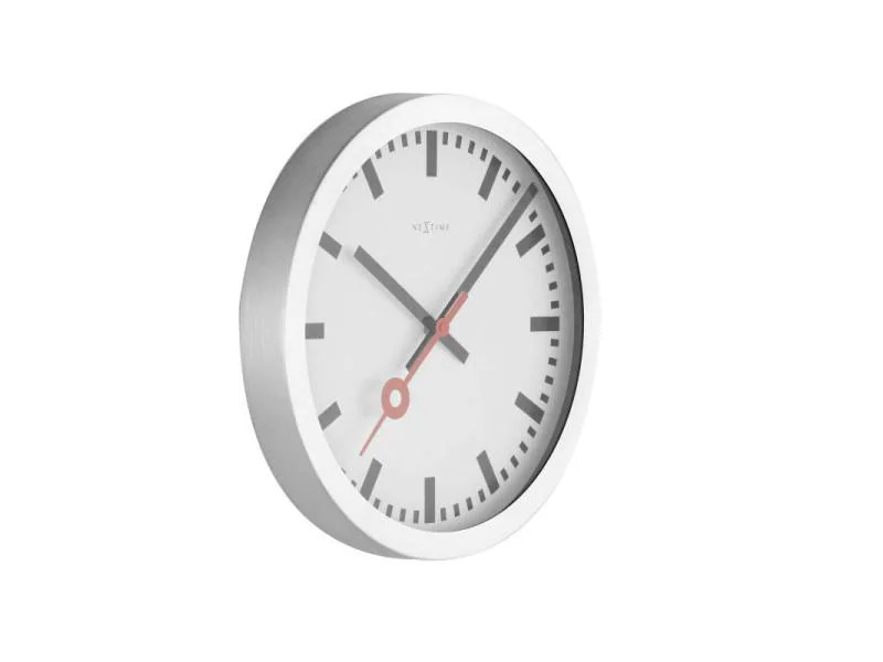NeXtime Wanduhr Station Stripe Ø 19 cm Weiss