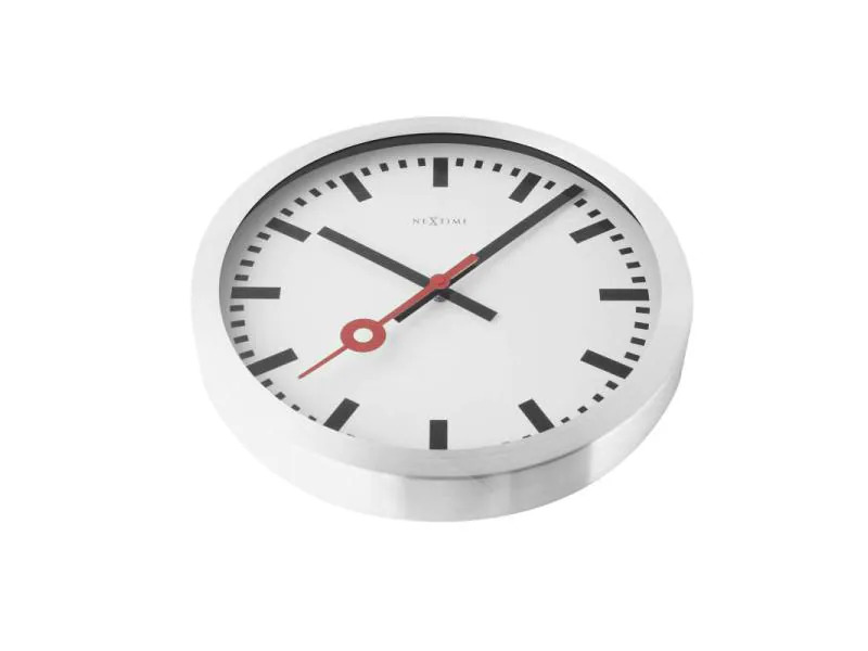 NeXtime Wanduhr Station Stripe Ø 19 cm Weiss