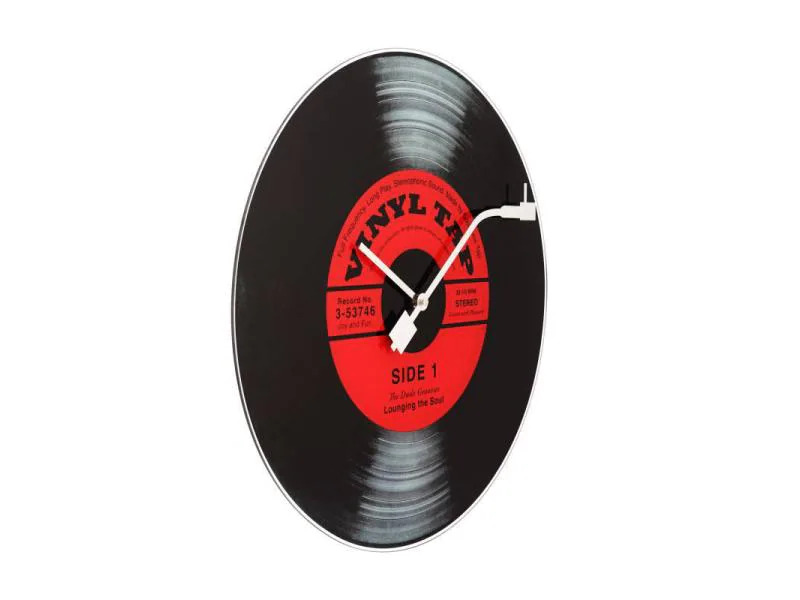 NeXtime Wanduhr Vinyl Tap Ø 43 cm Schwarz/Rot