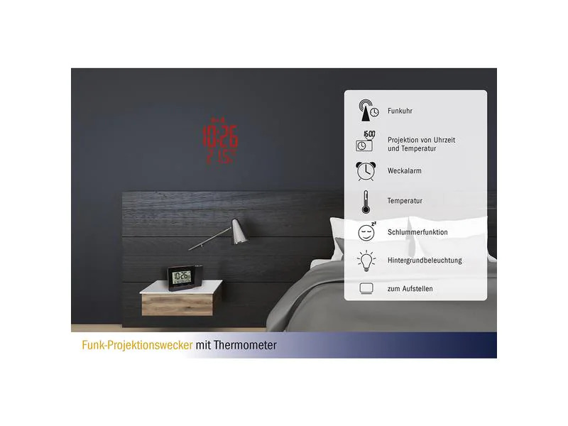 TFA Dostmann Projektionswecker Schwarz