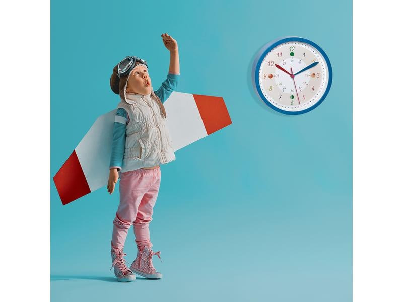 TFA Dostmann Wanduhr TICK &amp; TACK mit Lernuhr Blau