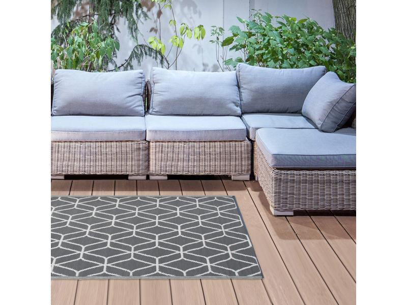 Esschert Design Teppich Grafisch 180 x 121 cm, Beige/Weiss