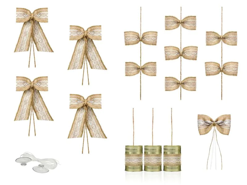 Partydeco Partyaccessoire Auto Dekoration Set 5-teilig, Braun/Weiss