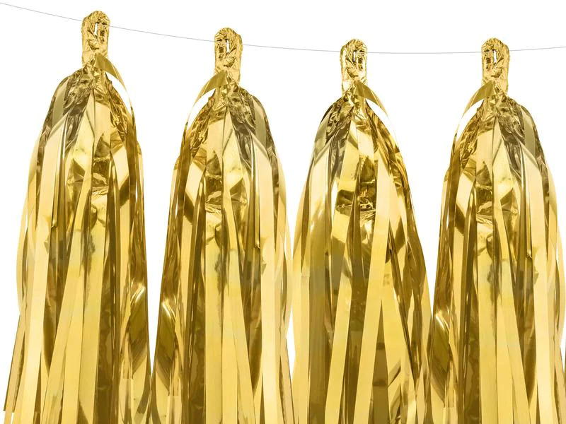 Partydeco Partyaccessoire Girlande Quasten 1.5 m, Gold
