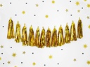 Partydeco Partyaccessoire Girlande Quasten 1.5 m, Gold