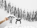 Partydeco Partyaccessoire Girlande Quasten 1.5 m, Silber
