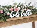Partydeco Partyaccessoire Holzschrift Kids Table 38 x 10 cm, Weiss