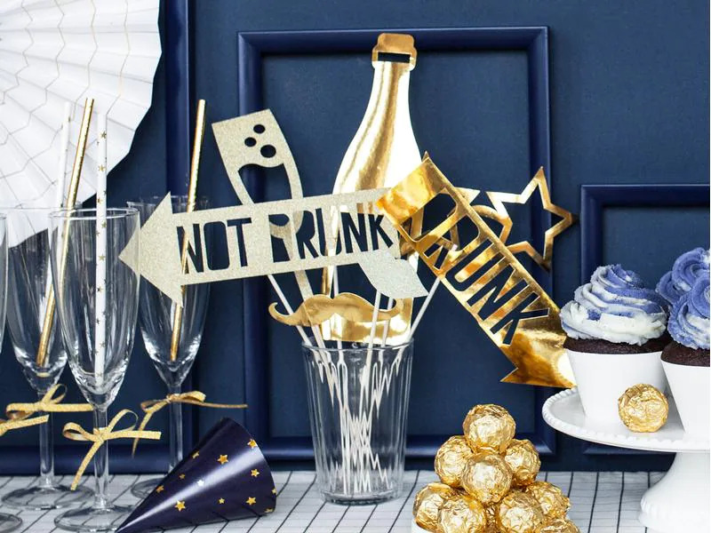 Partydeco Partyaccessoire Photo Booth Lets Celebrate 8-teilig, Gold