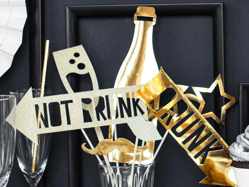 Partydeco Partyaccessoire Photo Booth Lets Celebrate 8-teilig, Gold