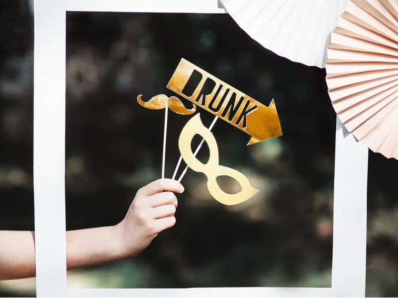 Partydeco Partyaccessoire Photo Booth Lets Celebrate 8-teilig, Gold