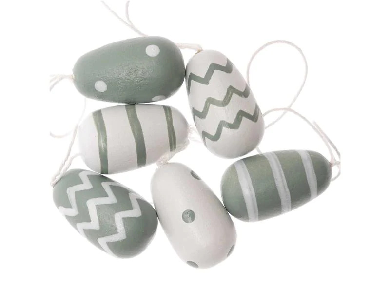 Rico Design Aufhänger Osterei 6 Stück, Mint/Weiss