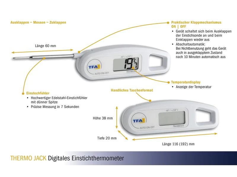 TFA Dostmann Einstichthermometer THERMO JACK, Weiss
