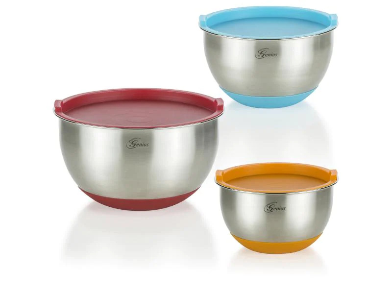 Genius Rührschüssel-Set 1 l; 2 l; 3 l, Mehrfarbig