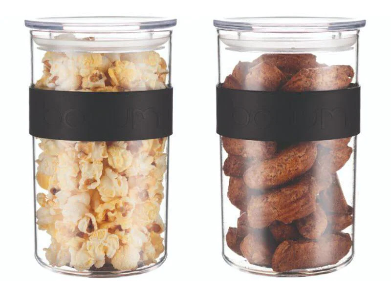 Bodum Vorratsglas Presso 2 Stück, 1 l, Schwarz/Transparent