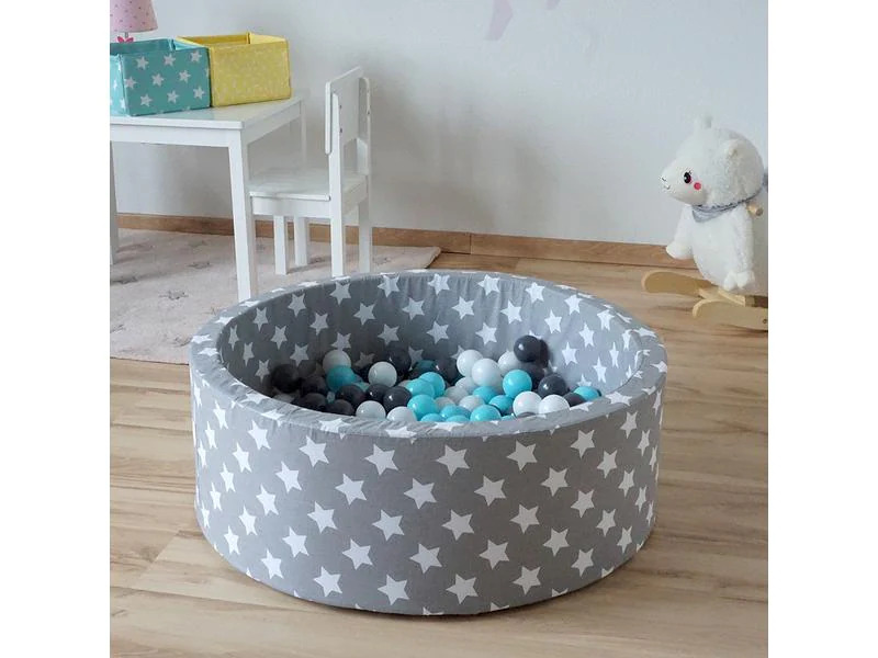 Knorrtoys Bällebad Grey White Stars 300 Bälle creme/grey/lightblue