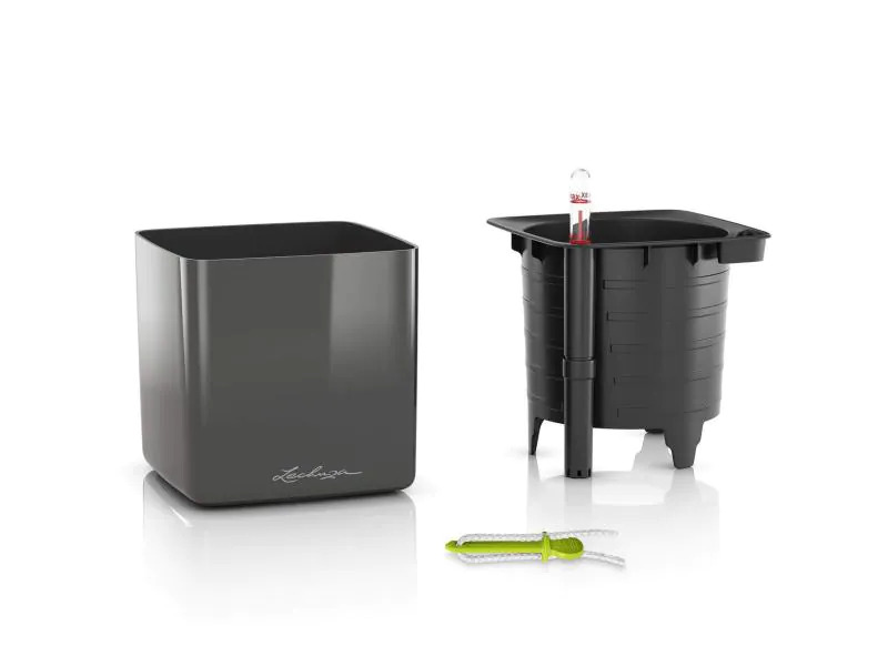 Lechuza Pflanzentopf CUBE Glossy Titanium