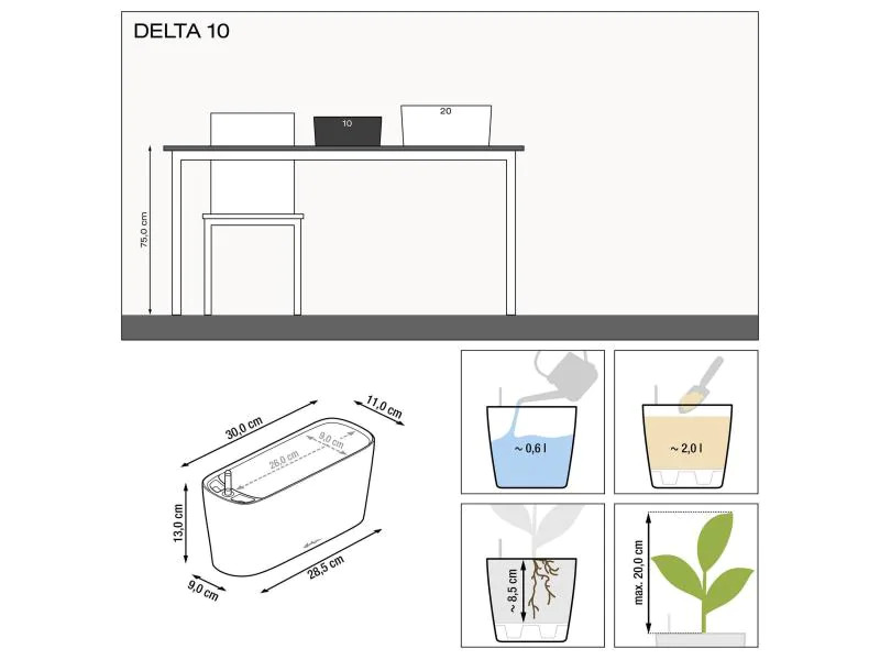 Lechuza Pflanzentopf Delta 10 Anthrazit