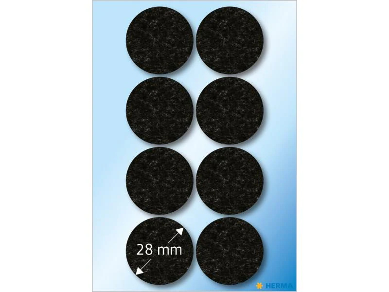HERMA Filzgleiter Ø 28 mm, Schwarz, 8 Stück