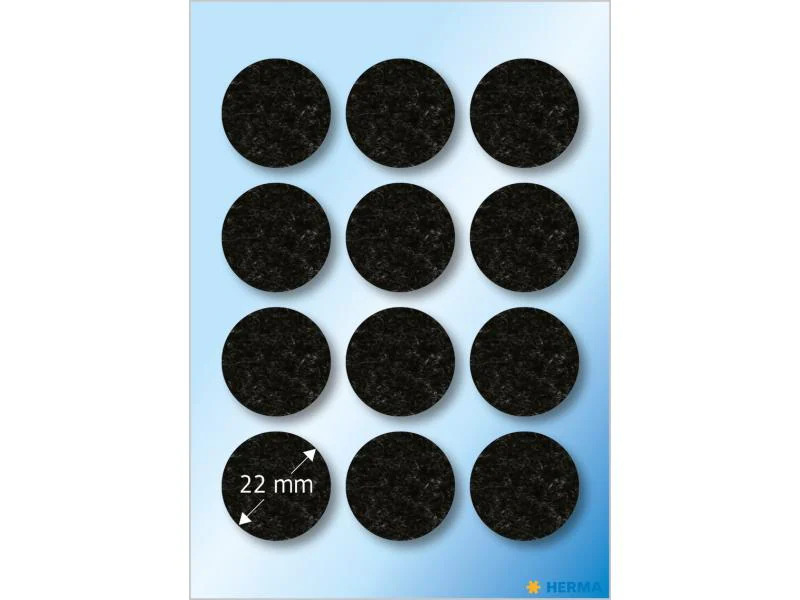 HERMA Filzgleiter Ø 22 mm, Schwarz, 12 Stück