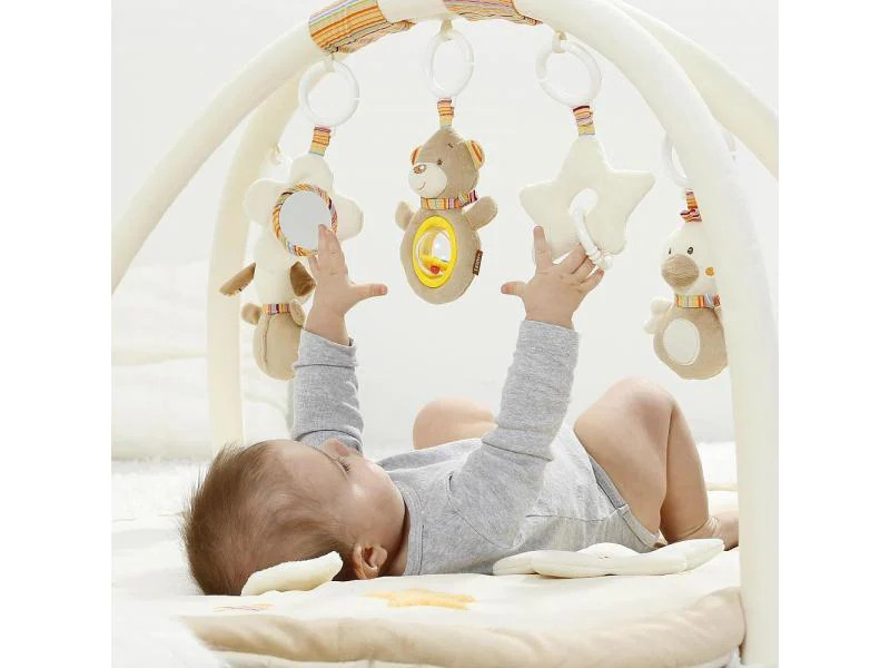 fehn Krabbeldecke mit Spielbogen Bär Rainbow
