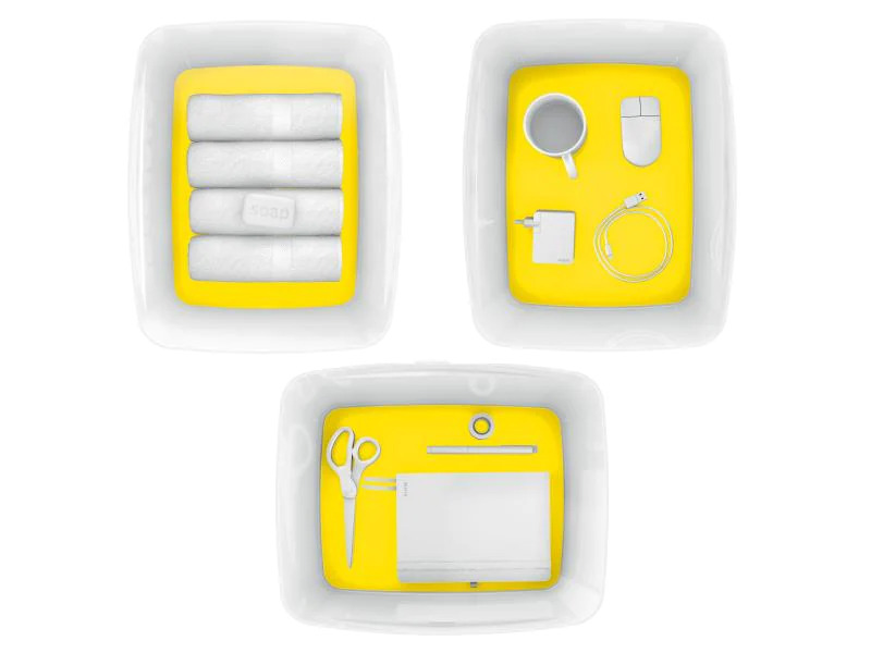 Leitz Aufbewahrungsbox MyBox WOW Gross, Gelb; Weiss, Deckel
