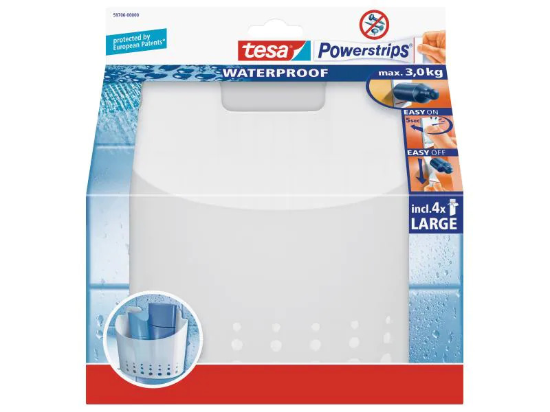 tesa Spültroganhänger Powerstrips WP Korb gross Weiss