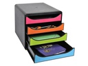 Exacompta Schubladenbox Big Box 4 Schubladen, Schwarz / Harlekin