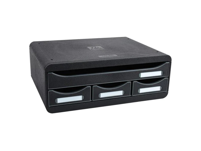 Exacompta Schubladenbox Toolbox mini 4 Schubladen, Schwarz