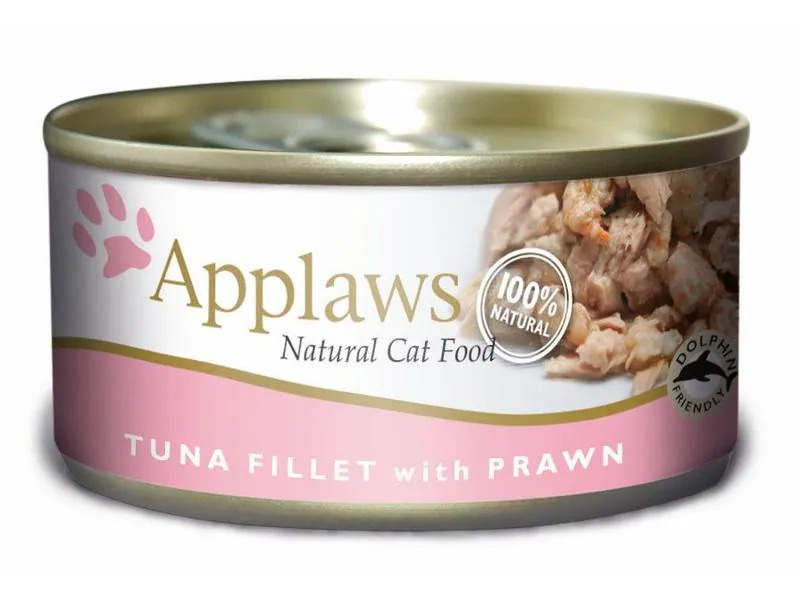 Applaws Nassfutter Dose Thunfischfilet &amp; Garnelen in Brühe, 24x156g