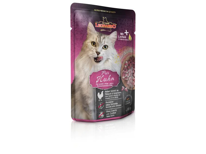 Leonardo Cat Food Nassfutter Huhn Pur, 16 x 85 g